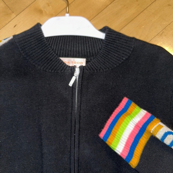 Lisa Todd "Love Bomb" black cardigan zip up sweater, Med  CB2291 - Picture 4 of 5